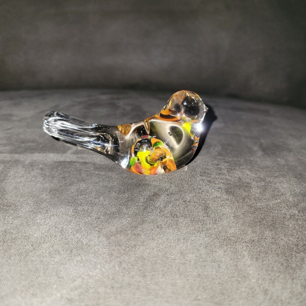 Vintage Hand Blown Art Glass Bird Murano Style Paperweight Figurine Multicolored
